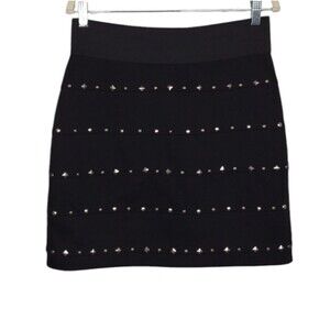 Allen B. By Allen Schwartz Black Skirt Studded Pull-on Zip Up Mini Skirt Medium
